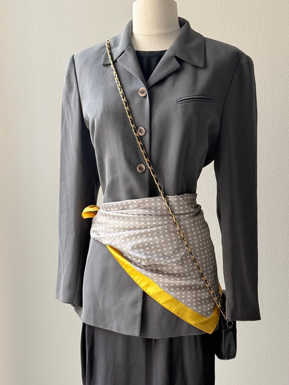 Kenzo Gray Blazer with yellow scarf